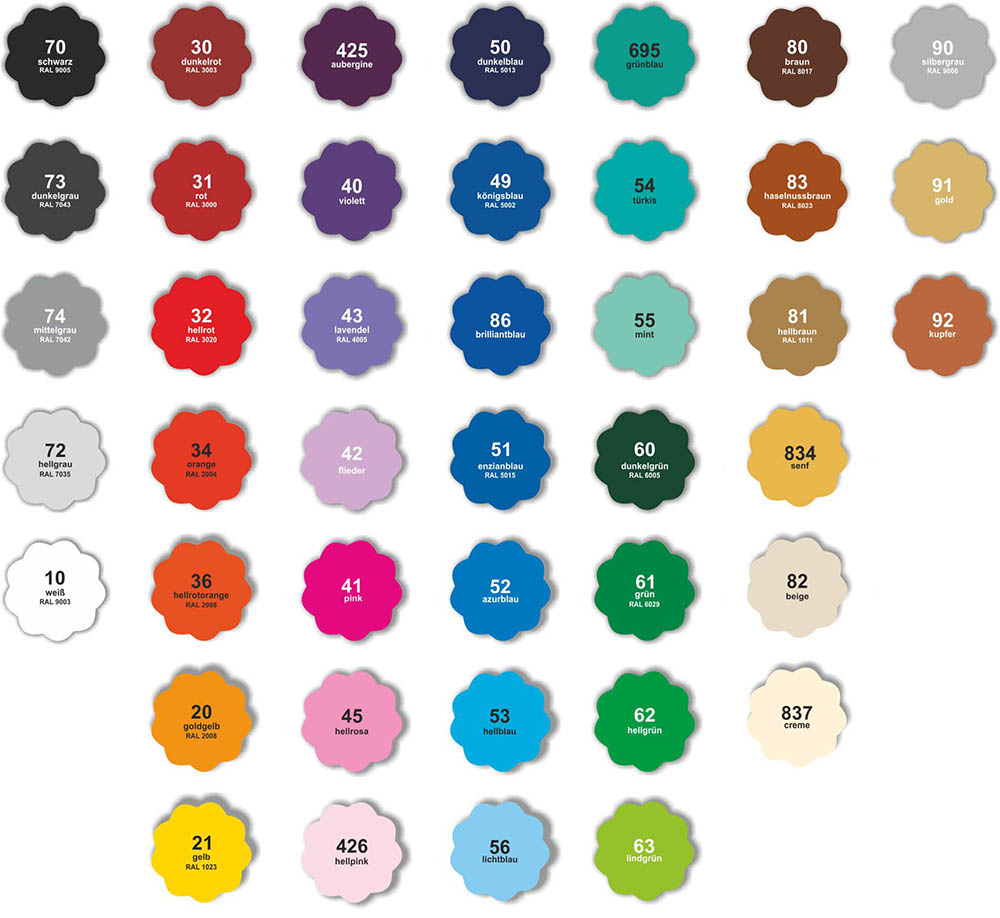 Wall sticker color chart