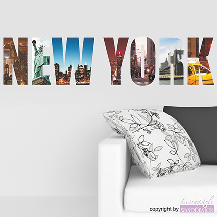Sticker Mural New York Autocollants de Villes Amérique Couleur au Choix Muraux